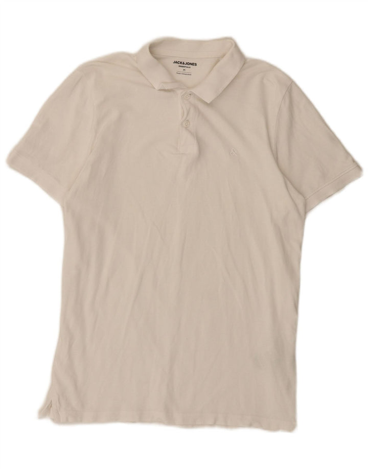 Jack & Jones Mens Regular Fit Polo Shirt Medium White Cotton