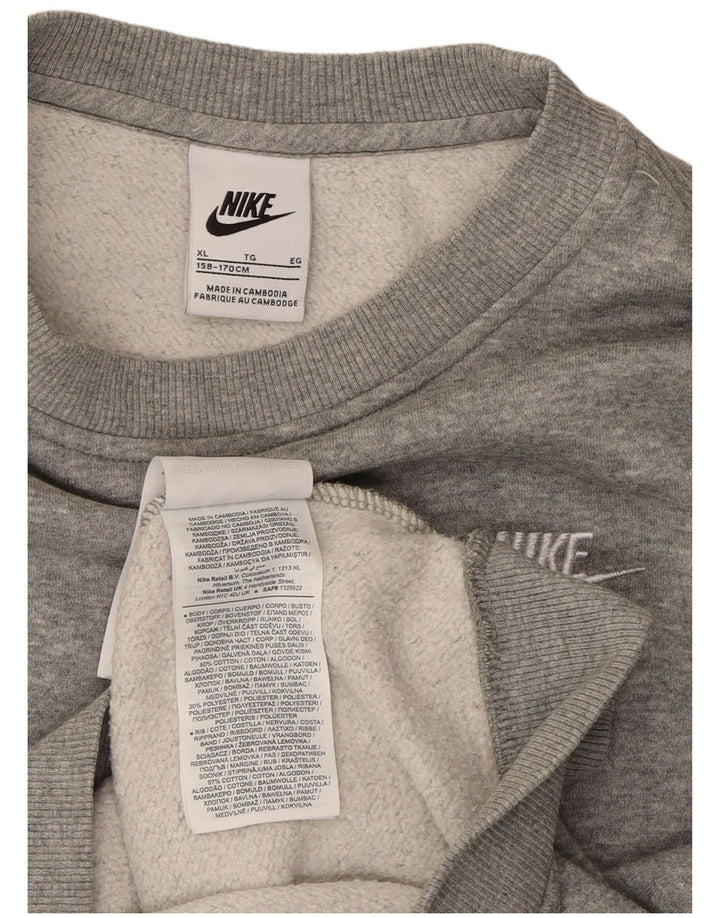 NIKE Boys Sweatshirt Jumper 13-14 Years XL  Grey Flecked Cotton