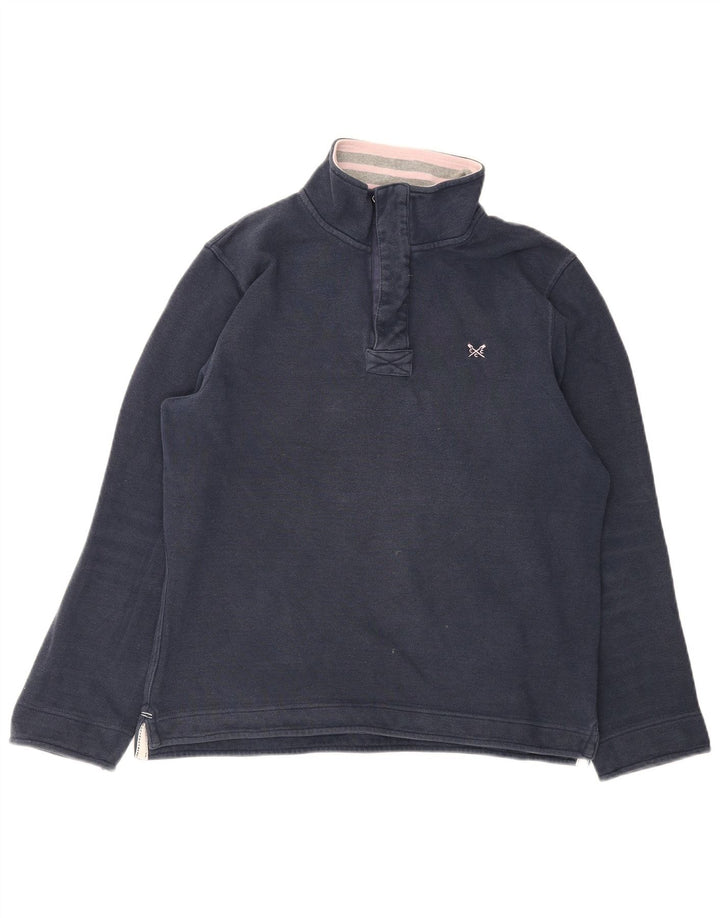 CREW CLOTHING Mens Zip Neck Sweatshirt Jumper Medium Navy Blue Cotton