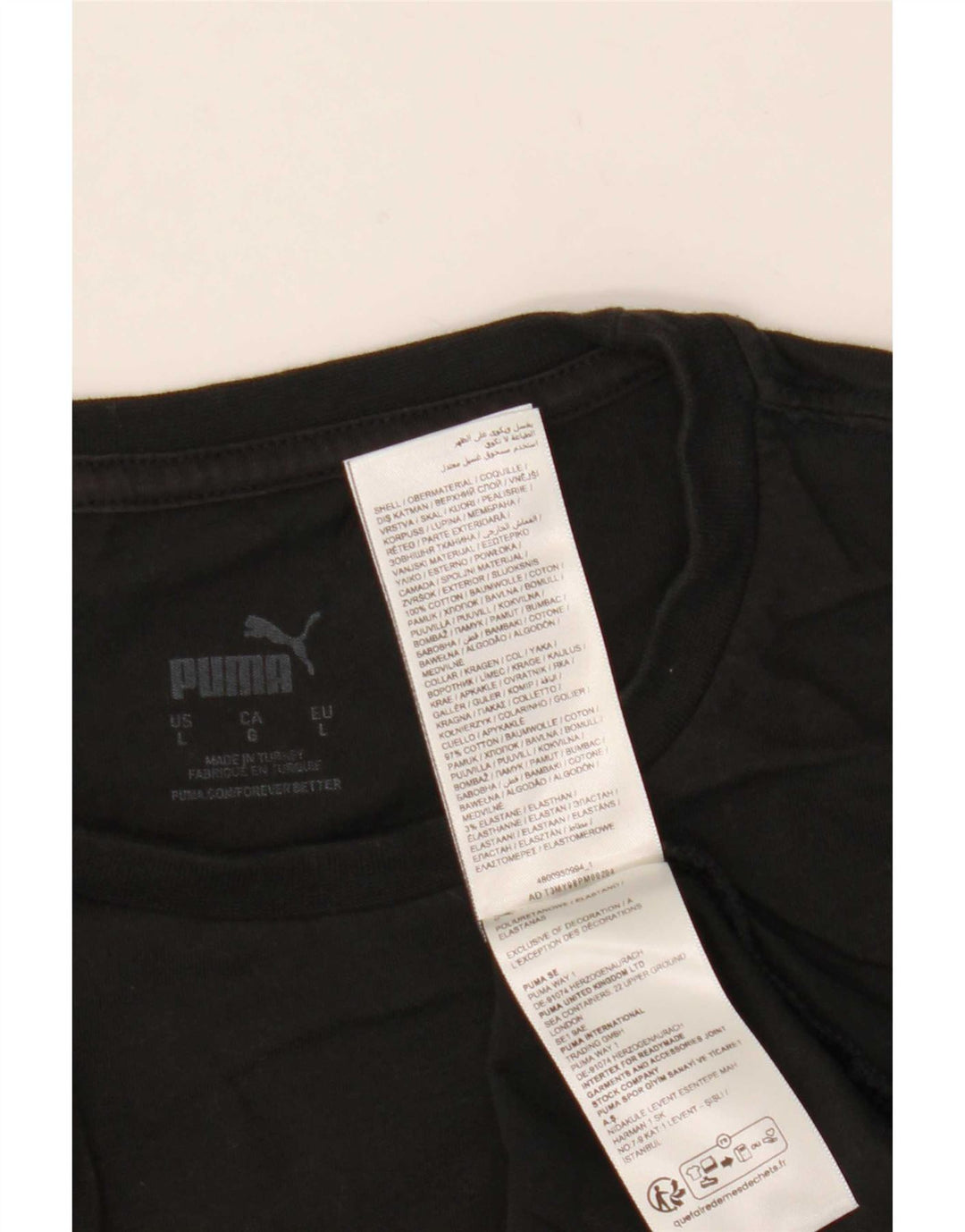 Puma Mens T-Shirt Top Large Black Cotton