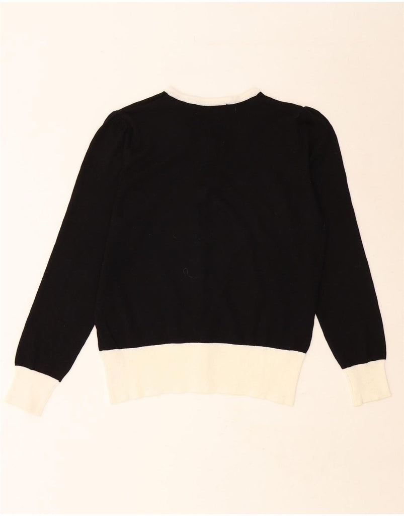 MARKS & SPENCER Womens Cardigan Sweater UK 12 Medium Black Colourblock Vintage Marks & Spencer and Second-Hand Marks & Spencer from Messina Hembry 