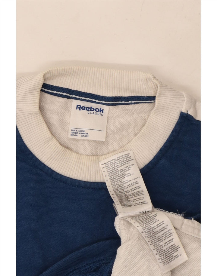 REEBOK Womens Oversized Sweatshirt Jumper UK 16/18 Large Blue Colourblock