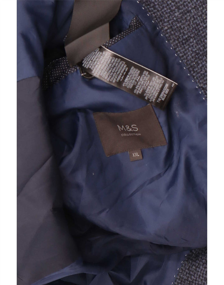 Marks & Spencer Mens Overcoat UK 44 2XL Navy Blue Polyester