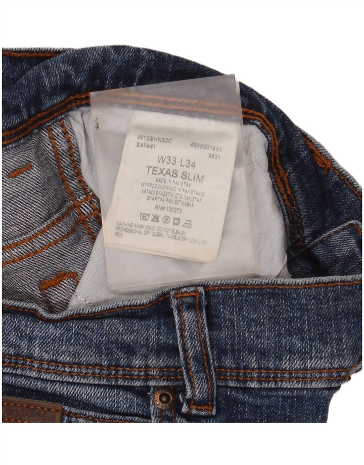 Wrangler Mens Texas Slim Jeans W33 L34 Blue Cotton