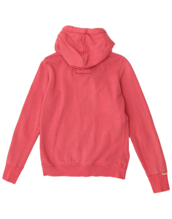 Superdry Womens Zip Hoodie Sweater UK 16 Large Pink Cotton