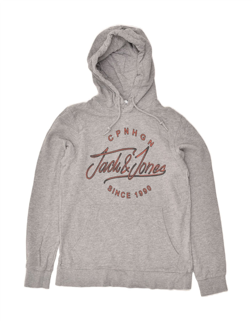 JACK & JONES Mens Graphic Hoodie Jumper Medium Grey Cotton | Vintage Jack & Jones | Thrift | Second-Hand Jack & Jones | Used Clothing | Messina Hembry 