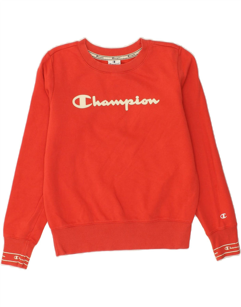 CHAMPION Womens Graphic Sweatshirt Jumper UK 10 Small Red Cotton Vintage Champion and Second-Hand Champion from Messina Hembry 