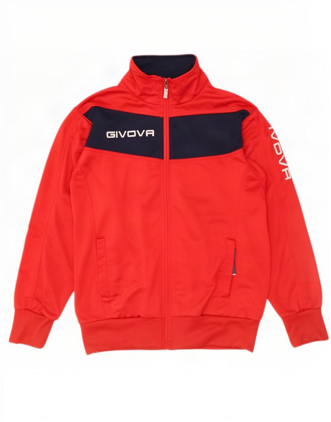 Givova Mens Graphic Tracksuit Top Jacket Large Red Colourblock Polyester