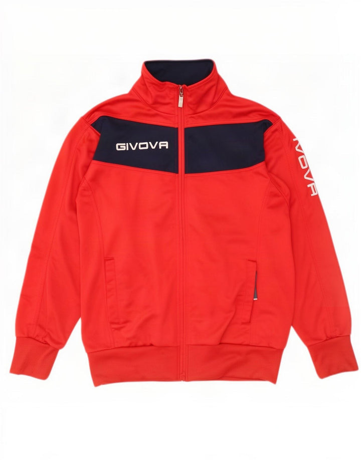Givova Mens Graphic Tracksuit Top Jacket Large Red Colourblock Polyester