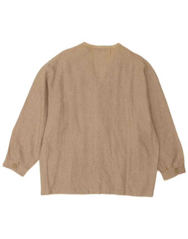Umberto Vallati Mens Cardigan Sweater Large Beige Striped Cotton