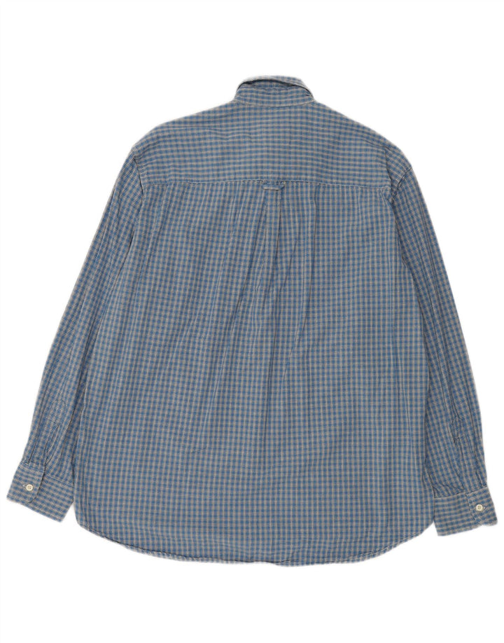 Carrera Mens Flannel Shirt Size 41/42 Large Blue Check Cotton
