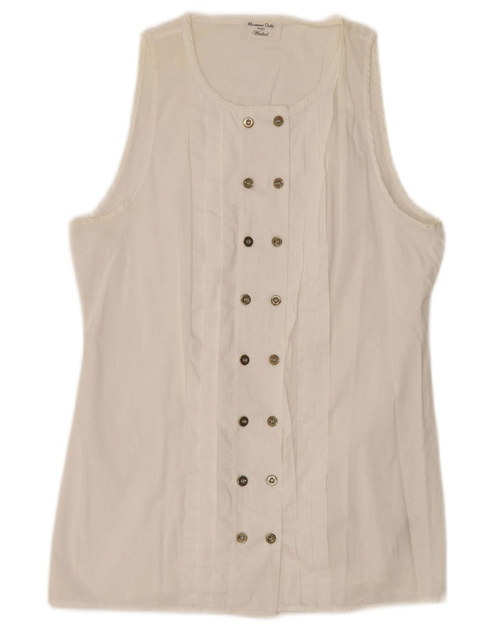 Massimo Dutti Womens Double Breasted Blouse Top EU 34 2XS Off White Cotton