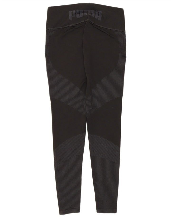Puma Womens Graphic Leggings UK 14 Large Black Striped
