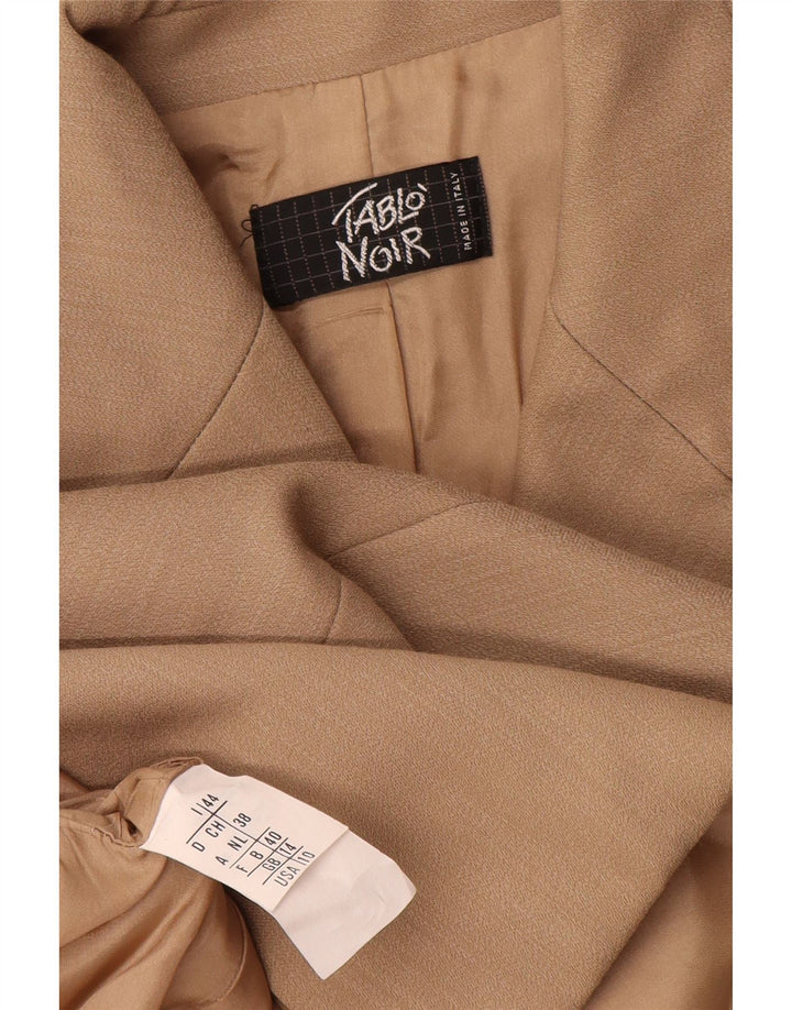 Vintage Womens 4 Button Blazer Jacket UK 14 Medium Beige Virgin Wool