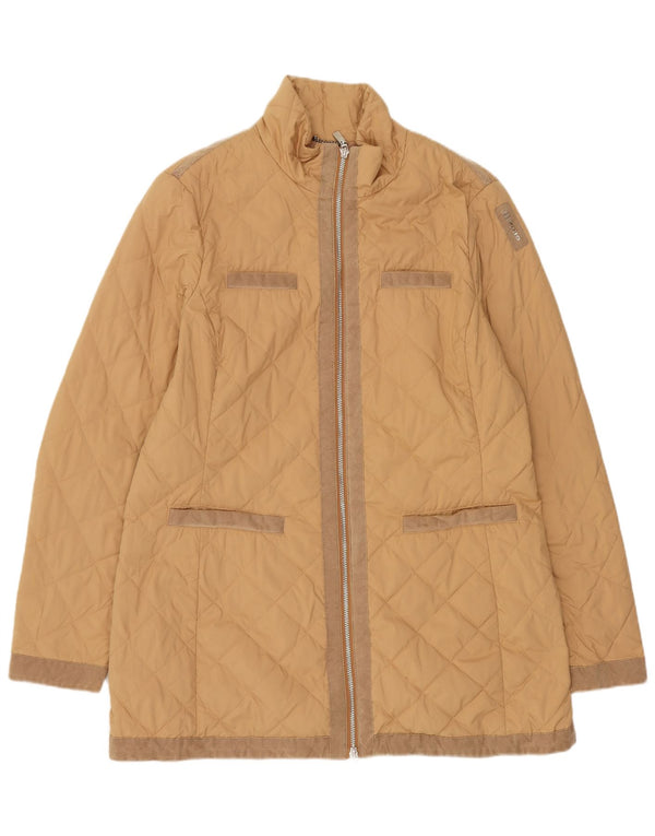 Geox Womens Oversized Quilted Jacket UK 10 Small Beige Polyester