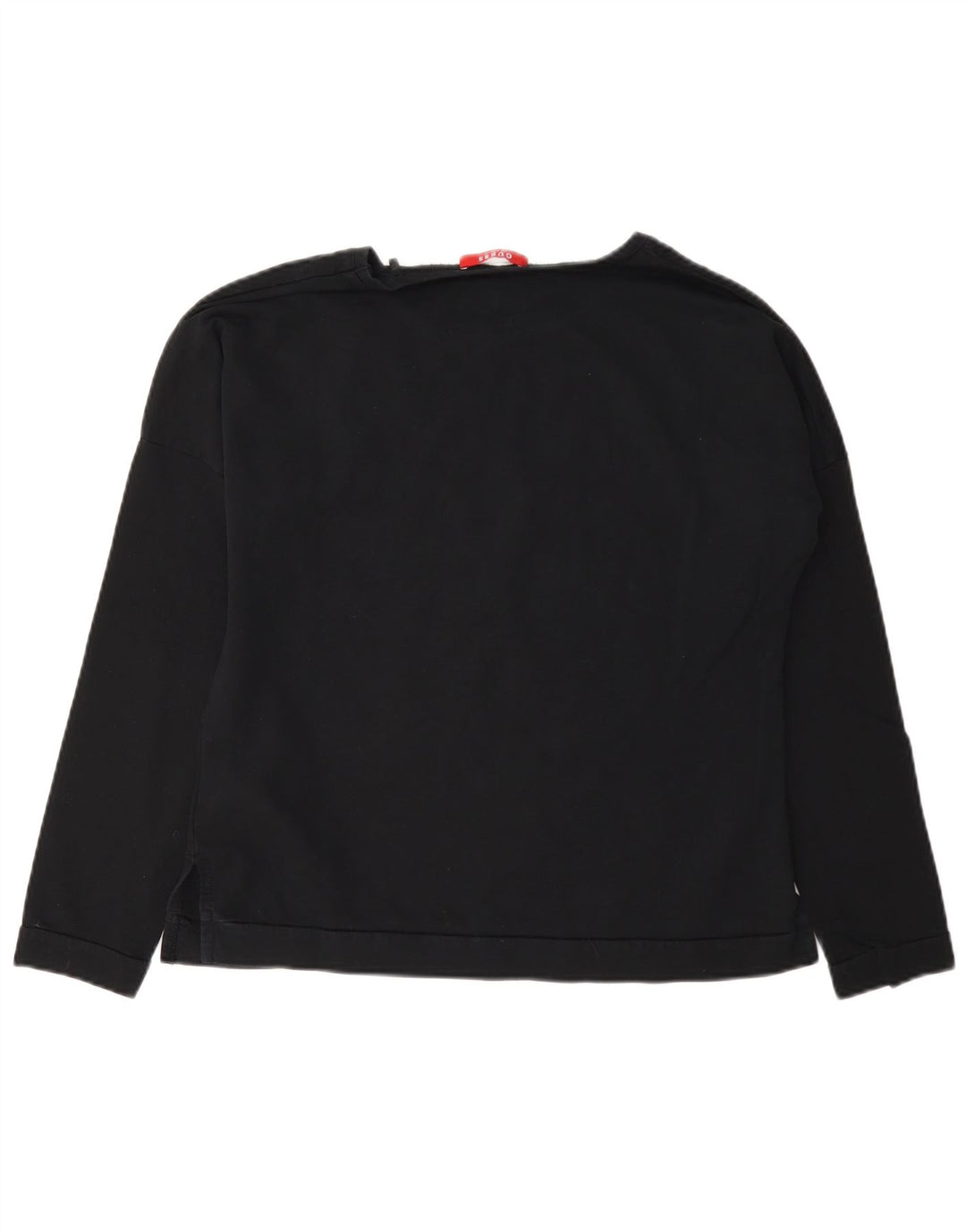 Guess Womens Oversized Sweatshirt Jumper UK 8 Small Black Floral Cotton