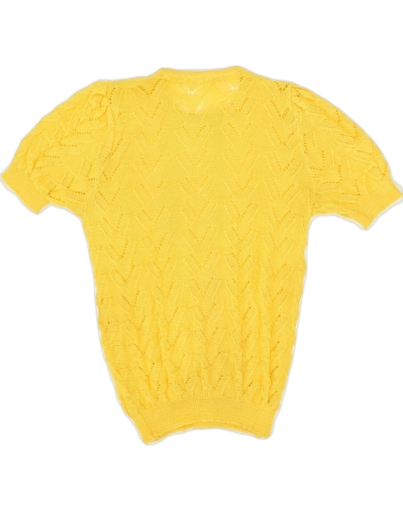 VINTAGE Womens Short Sleeve Crew Neck Jumper Sweater IT 46 Large Yellow | Vintage Vintage | Thrift | Second-Hand Vintage | Used Clothing | Messina Hembry 