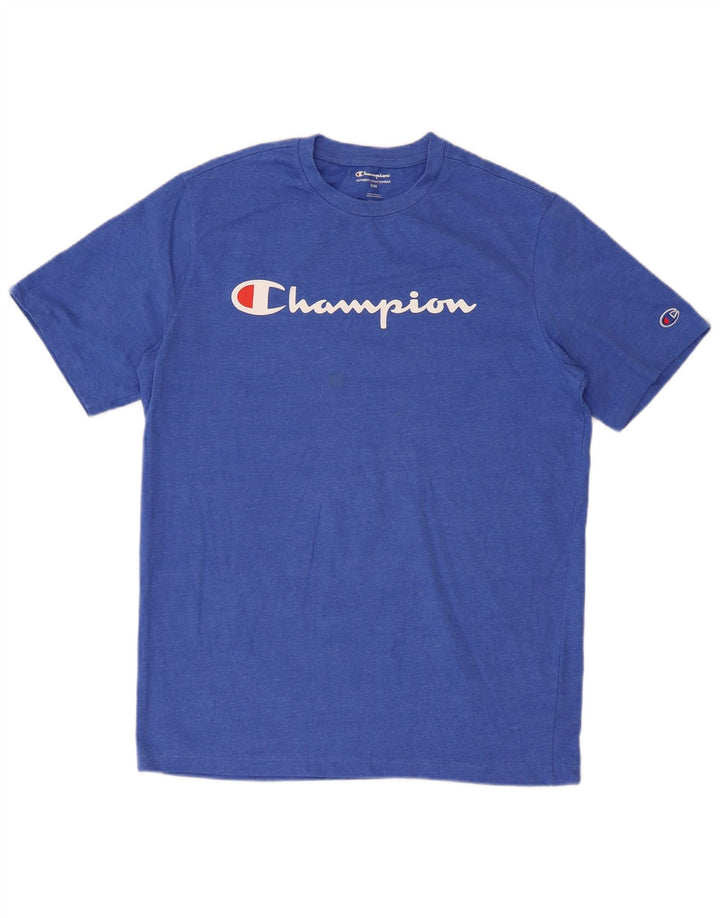 Champion Mens Regular Graphic T-Shirt Top Medium Blue