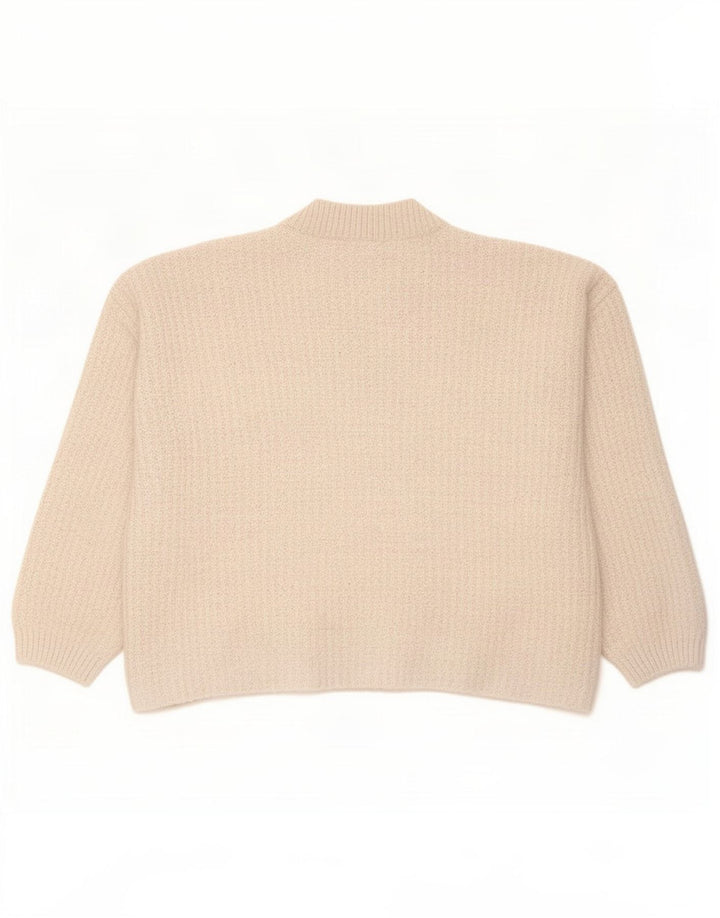 Marks & Spencer Womens Crop Turtle Neck Jumper Sweater UK 14 Medium Beige
