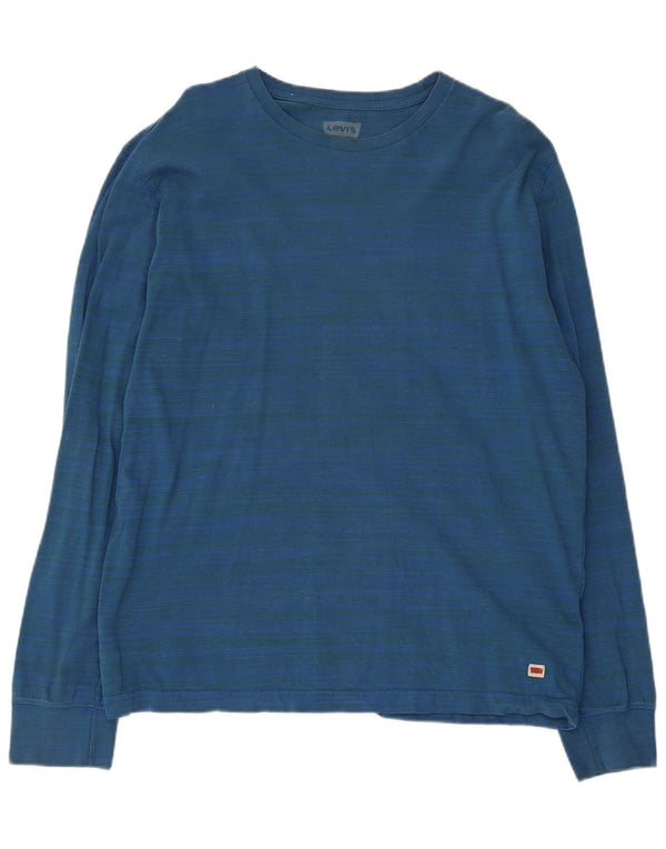 Levi's Mens Top Long Sleeve Large Blue Pinstripe Cotton