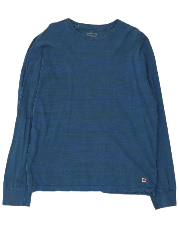 Levi's Mens Top Long Sleeve Large Blue Pinstripe Cotton