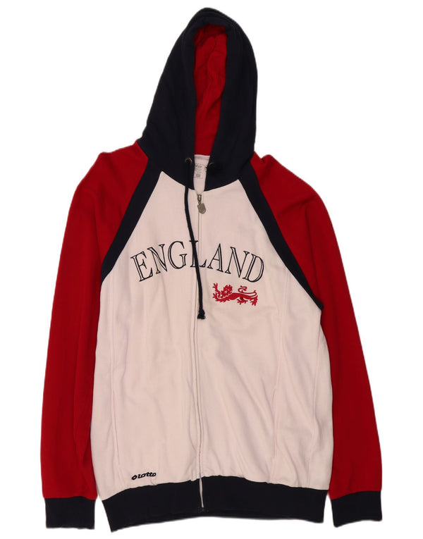 Lotto Mens England Graphic Zip Hoodie Sweater XL White Colourblock Cotton