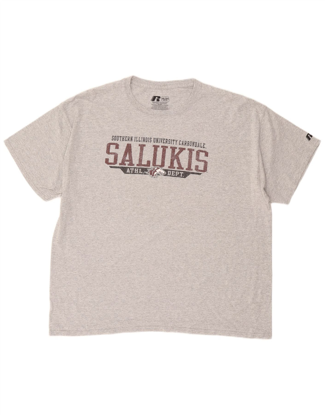 RUSSELL ATHLETIC Mens Salukis Graphic T-Shirt Top 2XL Grey Cotton
