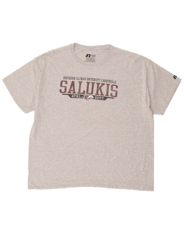 RUSSELL ATHLETIC Mens Salukis Graphic T-Shirt Top 2XL Grey Cotton