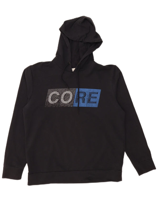 JACK & JONES Mens Graphic Hoodie Jumper XL Black Cotton