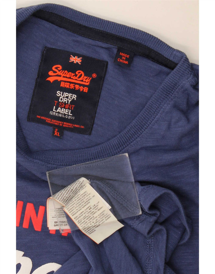 Superdry Mens Graphic T-Shirt Top 2XL Blue Cotton