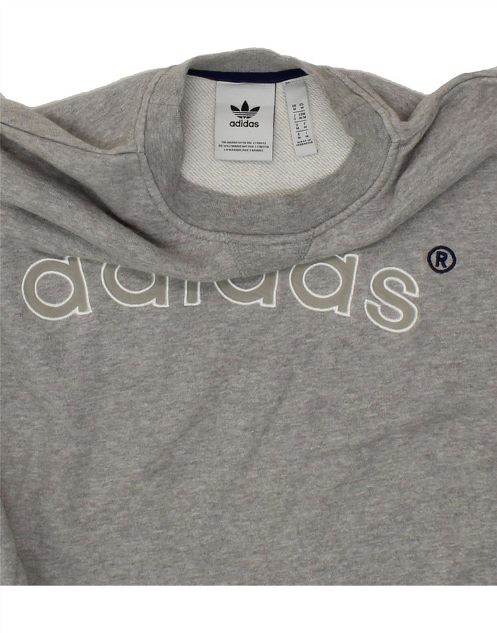 ADIDAS Womens Sweatshirt Jumper UK 14 Medium Grey Cotton Vintage Adidas and Second-Hand Adidas from Messina Hembry 