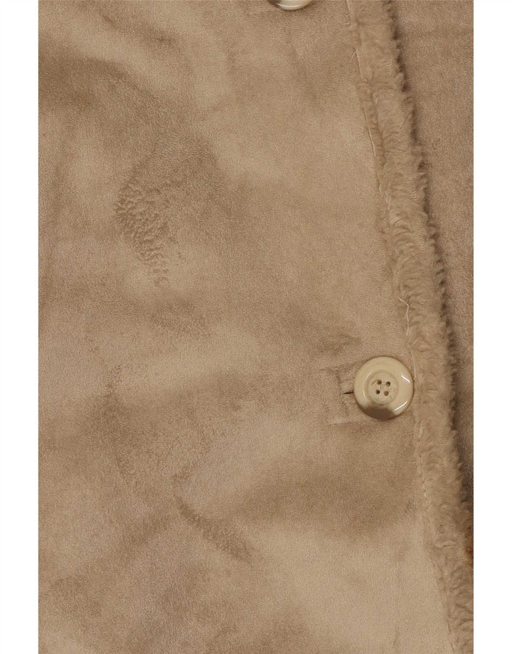 David Barry Womens Sherpa Jacket UK 16 Large Beige Polyester