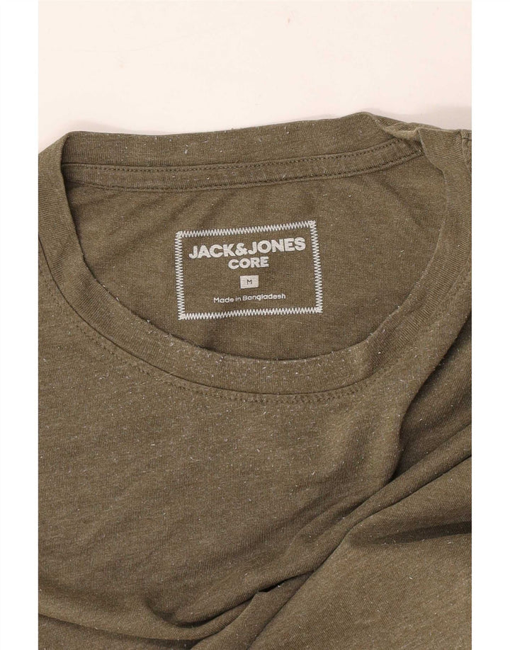 Jack & Jones Mens T-Shirt Top Medium Khaki Colourblock