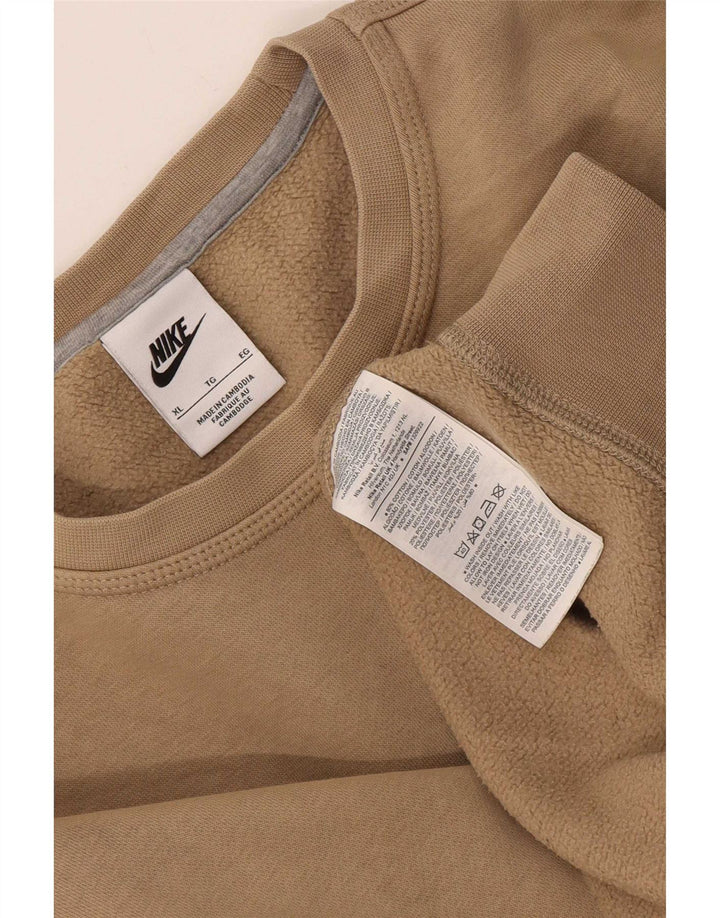 Nike Mens Regular Fit Sweatshirt Jumper XL Beige Cotton