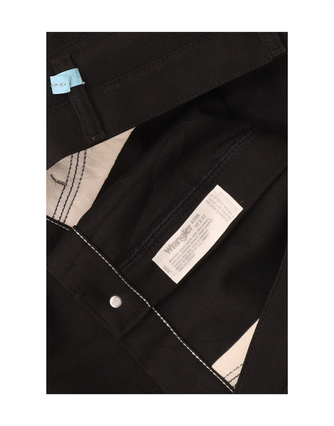 Wrangler Mens Straight Casual Trousers W42 L32 Black Polyester