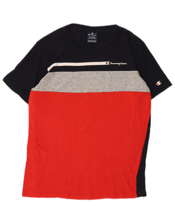 CHAMPION Boys T-Shirt Top 13-14 Years XL Black Colourblock Cotton