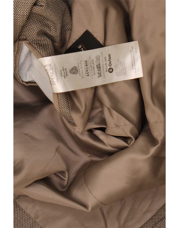Marks & Spencer Mens 2 Button Blazer Jacket UK 42 Large Grey Wool