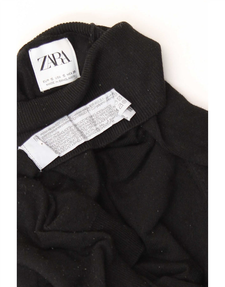 Zara Womens Roll Neck Jumper Sweater UK 10 Small Black Viscose
