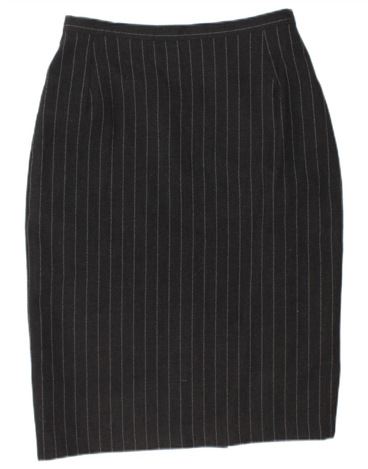 LOUISE KENNEDY Womens Pencil Skirt EU 38 Medium W28  Black Pinstripe Wool
