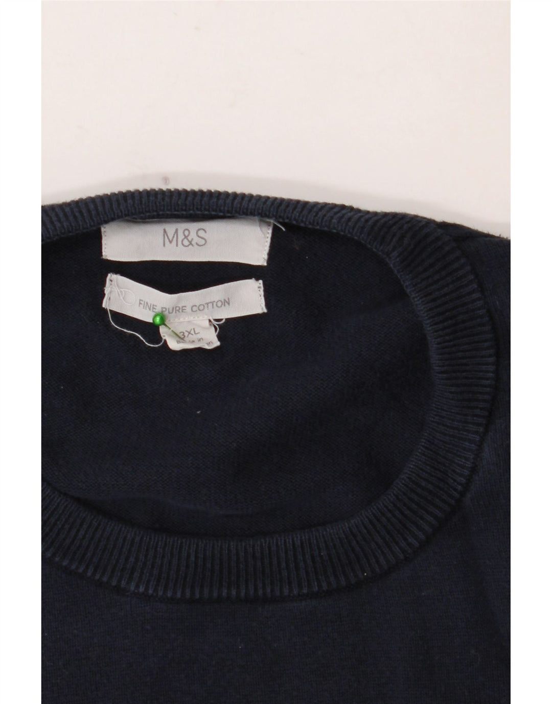 MARKS & SPENCER Mens Crew Neck Jumper Sweater 3XL Navy Blue Cotton