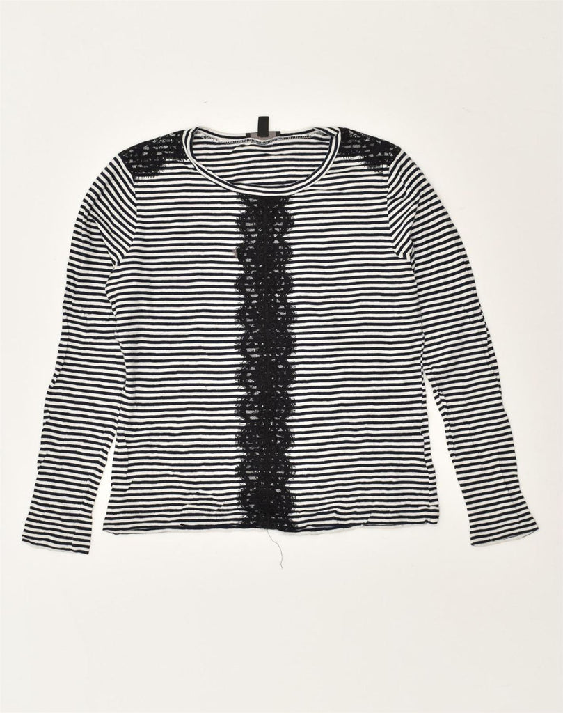 J. CREW Womens Top Long Sleeve UK 8 Small Black Striped Cotton | Vintage J. Crew | Thrift | Second-Hand J. Crew | Used Clothing | Messina Hembry 