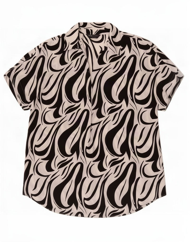 Marks & Spencer Womens Abstract Pattern Blouse Top UK 8 Small White