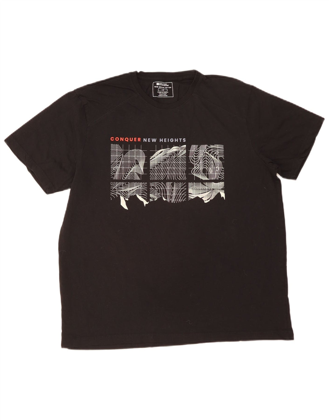 MOUNTAIN WAREHOUSE Mens Graphic T-Shirt Top Large Black Cotton