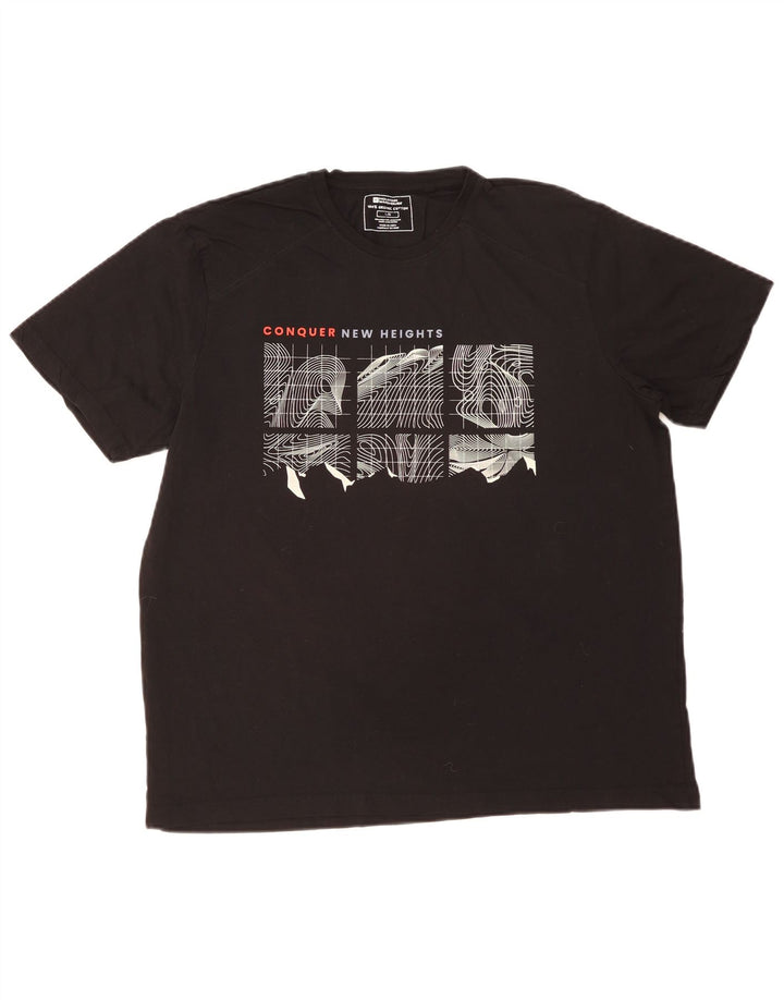 MOUNTAIN WAREHOUSE Mens Graphic T-Shirt Top Large Black Cotton