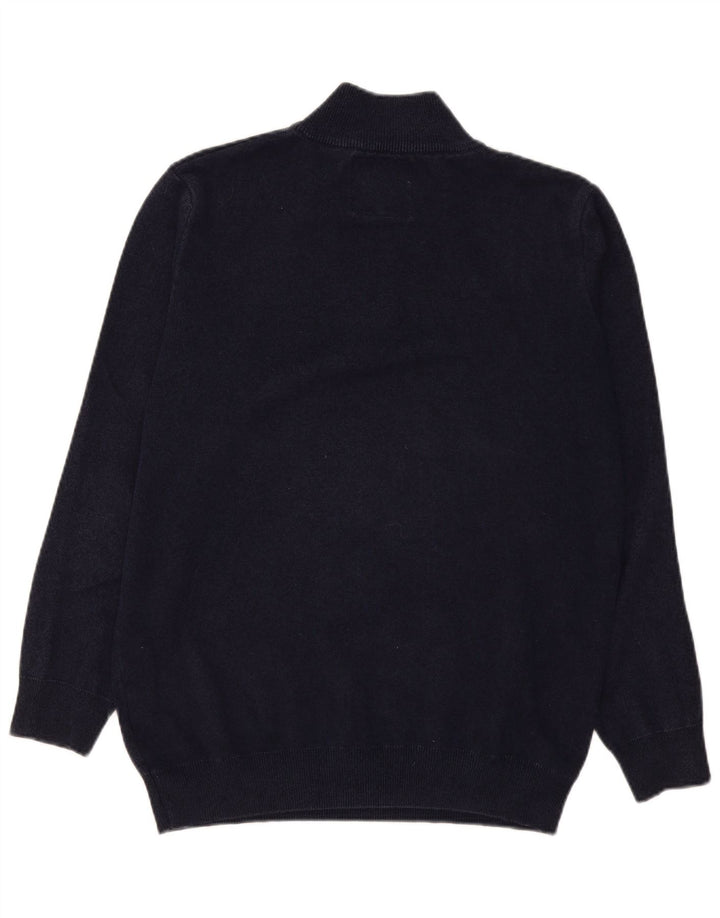 Superdry Mens Zip Neck Jumper Sweater XL Navy Blue Cotton