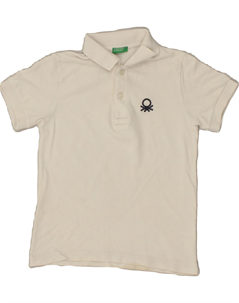 BENETTON Boys Polo Shirt 4-5 Years XS  White Cotton Vintage Benetton and Second-Hand Benetton from Messina Hembry 