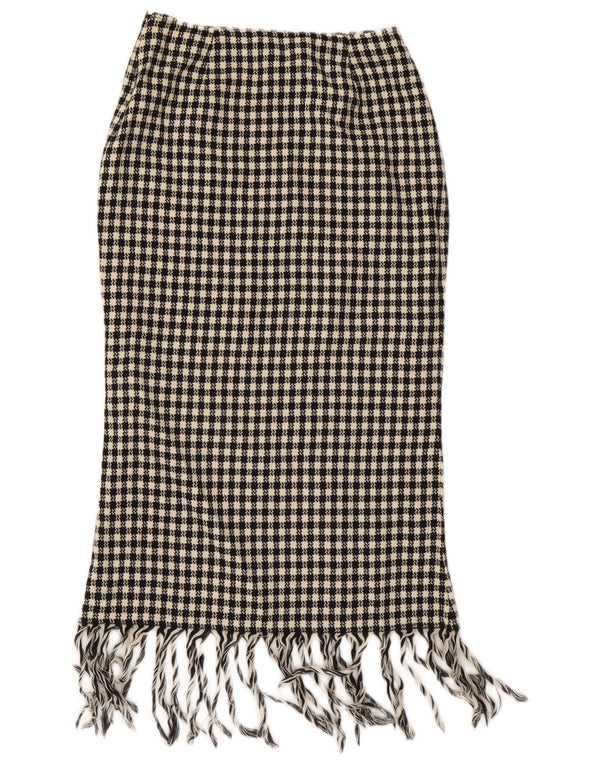 Vintage Womens High Waist Midi Skirt IT 42 Medium W28  Black Check