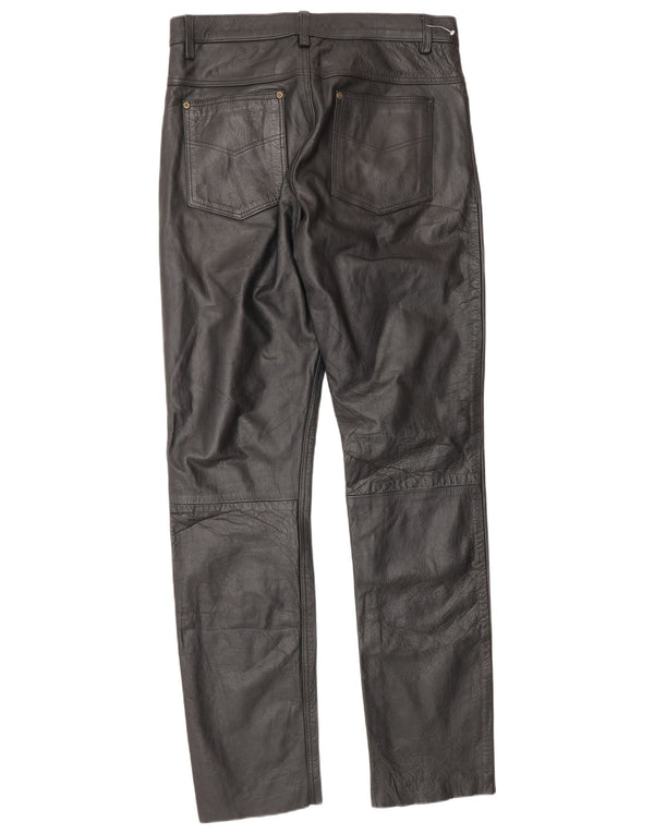 Vintage Mens Leather Trousers W34 L34 Black