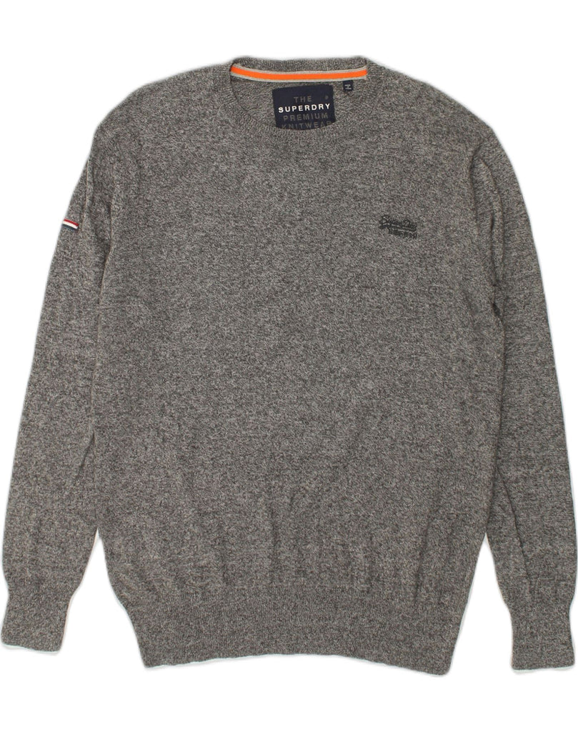 SUPERDRY Mens Boat Neck Jumper Sweater Large Grey Flecked Cotton | Vintage Superdry | Thrift | Second-Hand Superdry | Used Clothing | Messina Hembry 