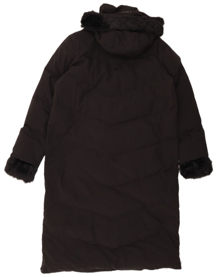 ZARA Womens Hooded Padded Coat UK 16 Large Black Polyester